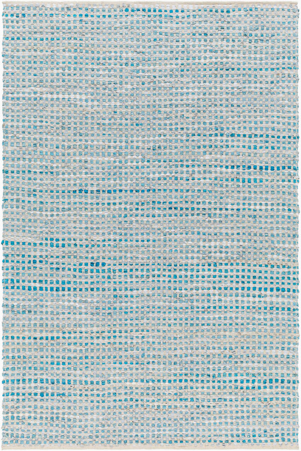 Surya Jamie Jmi-8001 2' X 3' Handmade Leather And Cotton Rug – Mid-century Modern Comfort & Style! Teal Cotton,Leather Jmi8001-23