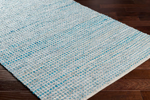 Surya Jamie Jmi-8001 2' X 3' Handmade Leather And Cotton Rug – Mid-century Modern Comfort & Style! Teal Cotton,Leather Jmi8001-23