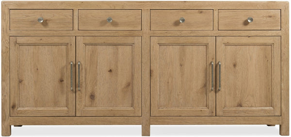 Hooker Furniture Driftwood Buffet With Inset Natural Stone Top, Rustic Buckboard Finish, Soft-Close Drawers & Doors Light Wood 6820-75901-80