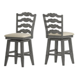 Homelegance By Top-Line Juliette French Ladder Back Counter Height Swivel Stool Grey Rubberwood