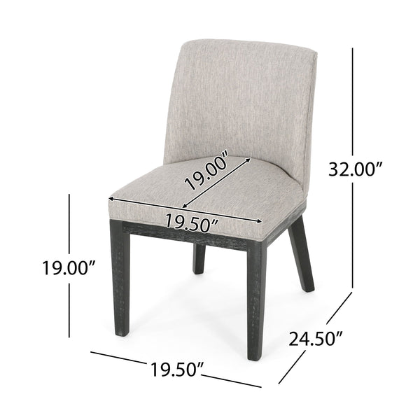 English Elm Dining Chair Set of 2 Solid Wood Textured Fabric Upholstered Farmhouse Modern Style 69408.00FLGRY