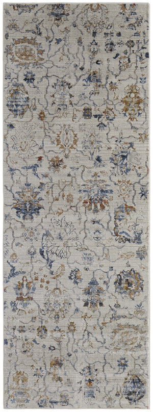 Feizy Rugs Kaia Soft Touch Low Pile Floral & Botanical Area Rug - Durable, Fade-resistant, Timeless Elegance Ivory,Orange,Blue Polypropylene,Viscose,Polyester Kai39gpfivymlti31