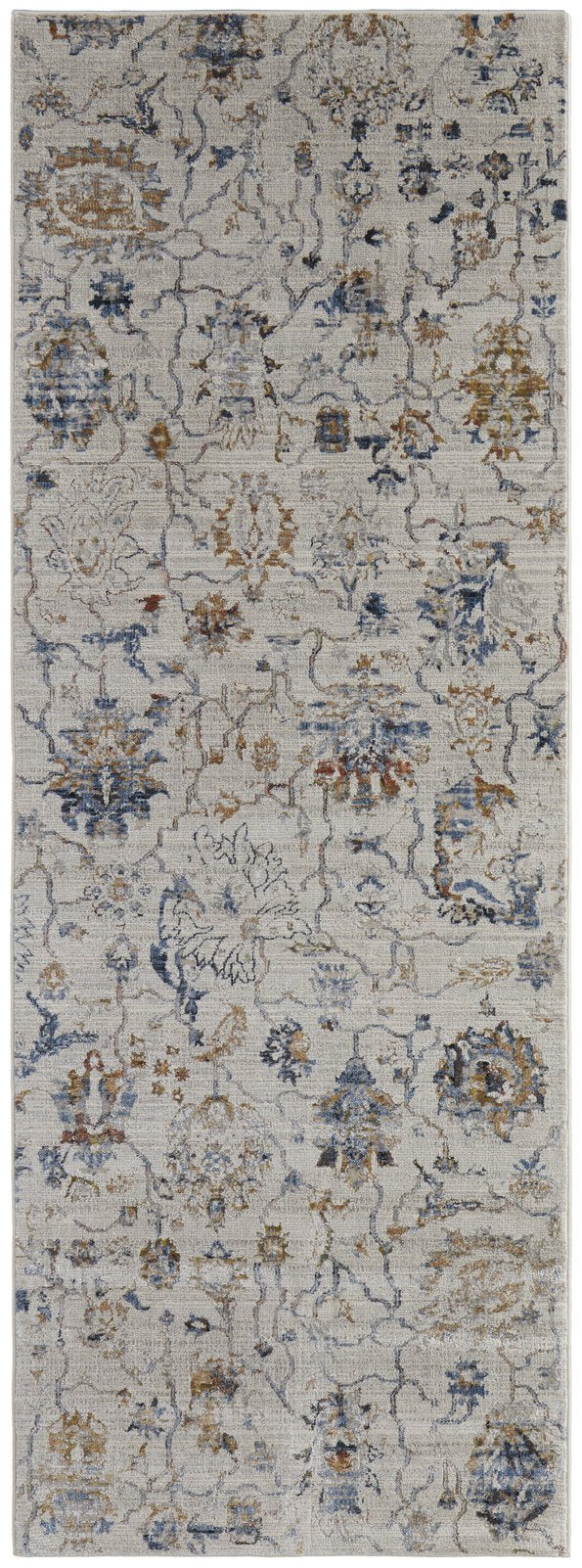 Feizy Rugs Kaia Soft Touch Low Pile Floral & Botanical Area Rug - Durable, Fade-resistant, Timeless Elegance Ivory,Orange,Blue Polypropylene,Viscose,Polyester Kai39gpfivymlti31