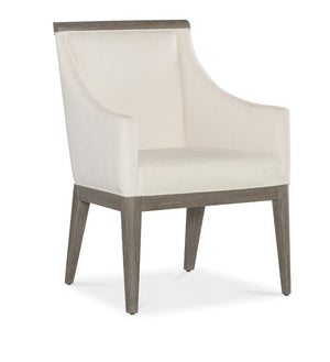 Hooker Furniture Modern Sloped-Arm Upholstered Chair With Wire-Brushed Oak Trim, Plush Cottony Seat For Dining/Hospitality 6850-75401-89
