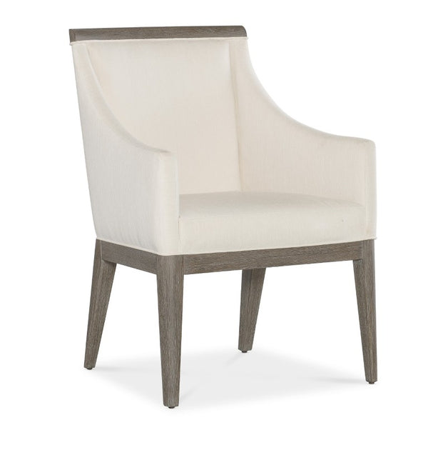 Hooker Furniture Modern Sloped-Arm Upholstered Chair With Wire-Brushed Oak Trim, Plush Cottony Seat For Dining/Hospitality 6850-75401-89