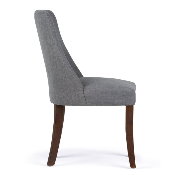 English Elm Walden Slate Grey Deluxe Dining Chair Set of 2 — Upholstered Linen Look, Curved Back, Solid Wood Legs B136P158588