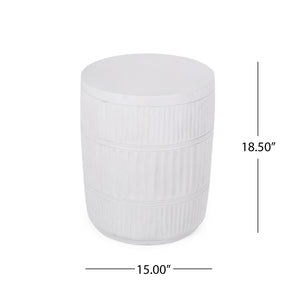 English Elm Outdoor Fluted Concrete Column Side Table Lightweight Architectural Patio Accent 73436.00
