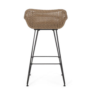 English Elm Pe Rattan Outdoor Bar Stools All Weather Woven Set with Cushioned Seats for Patio 71503.00LBRN-4