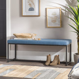 48" Upholstered Bench with Metal Base Denim B48UPNTBDN Walker Edison