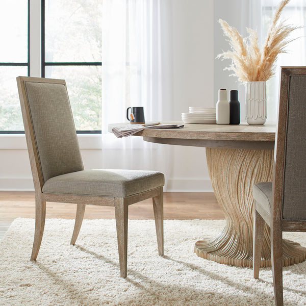 A.R.T. Furniture Tamarac Round Dining Table - Dusky Brindle Finish, Extends To 82”, Seating For 4-6, Unique Base Design Beige, Beige Material, Parawood Solids,Oak Veneer,Resin 267225-2352
