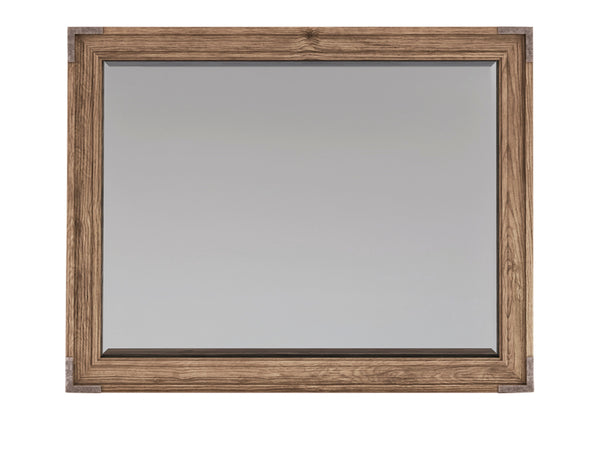 A.R.T. Furniture Passage Mirror - Transitional Natural Oak Design With Beveled Edges And Metal Brackets For Elegance Brown Ash Solids,Knotty Oak Veneers,Metal,Glass 287120-2302