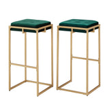 Homelegance By Top-Line Piper Gold Finish Velvet Button Tufted 29" Bar Height Stools (Set of 2) Green Engineered Wood