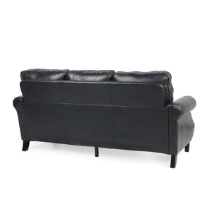 English Elm 3 Seater Pu Leather Sofa with Nailhead Trim Tapered Birch Legs for Modern Living 71405.00PUMDNT