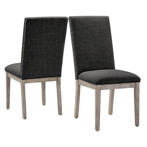 Homelegance By Top-Line Marsean Nailhead Accent Parson Linen Dining Chairs (Set of 2) Grey Rubberwood