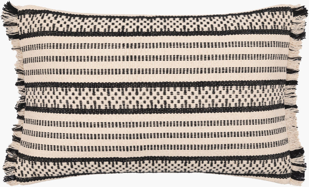 Surya Jasna 16"L X 24"W Hand-woven Cotton Lumbar Pillow Cover – Global Style For Your Home Décor! Cream Cotton,Cotton Jna001-1624d