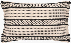 Surya Jasna 16"L X 24"W Hand-woven Cotton Lumbar Pillow Cover – Global Style For Your Home Décor! Cream Cotton,Cotton Jna001-1624d