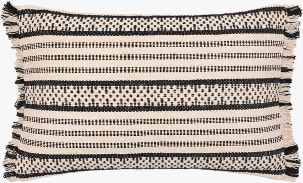 Surya Jasna 16"L X 24"W Hand-woven Cotton Lumbar Pillow Cover – Global Style For Your Home Décor! Cream Cotton,Cotton Jna001-1624d