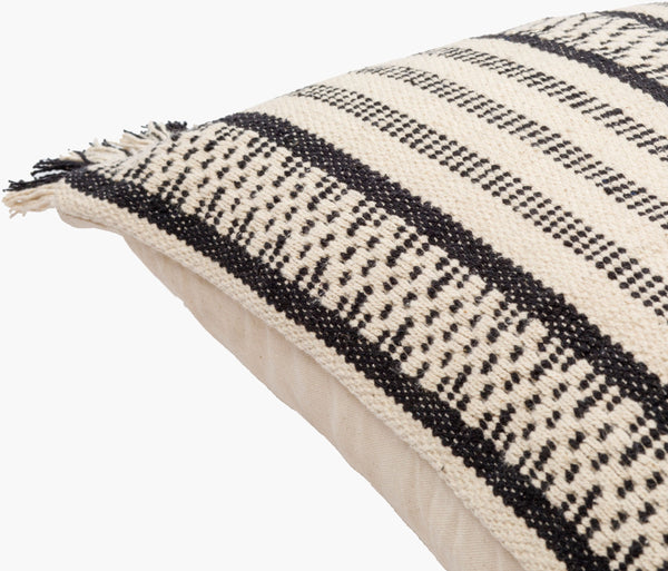 Surya Jasna 16"L X 24"W Hand-woven Cotton Lumbar Pillow Cover – Global Style For Your Home Décor! Cream Cotton,Cotton Jna001-1624d