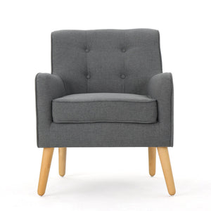 English Elm Arm Chair Tufted Mid-century Accent Seat with Rubberwood Legs for Living Room 60015.00CCL
