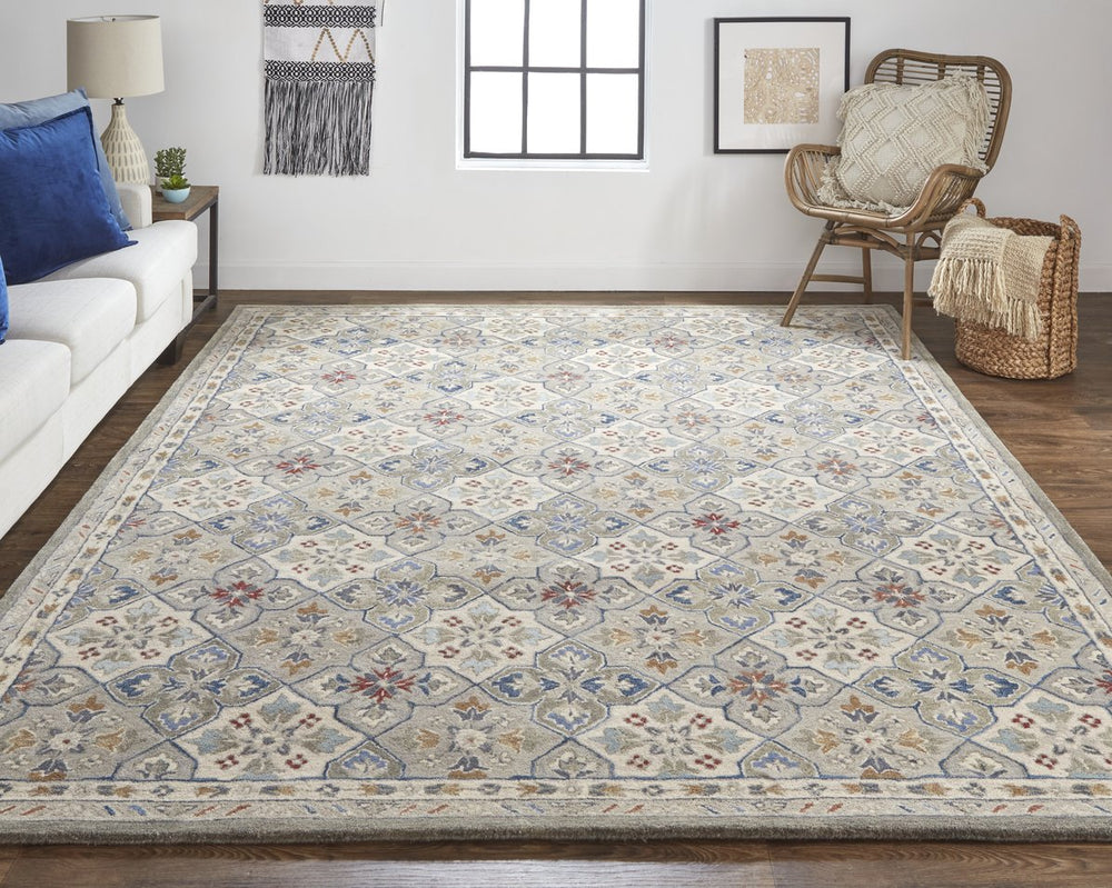 Feizy Rugs Rylan Hand-tufted Wool Floral Rug - Elegant Transitional Design With Vivid Colors And Vines Taupe,Ivory,Red Wool Ryl8638fgrymltc00