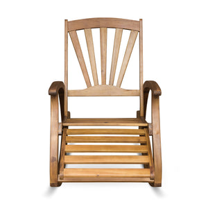 English Elm Christopher Knight Home® - Outdoor Acacia Wood Rocking Chair with Retractable Footrest, Durable Weather-Resistant Porch Patio Seating Comfortably Teak 63337.00