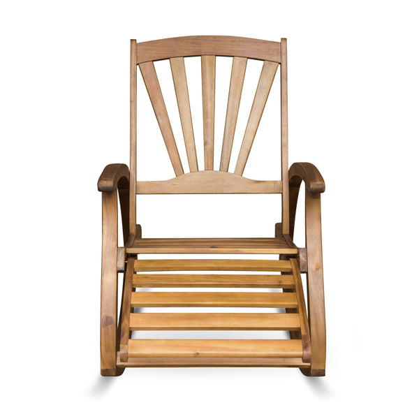 English Elm Christopher Knight Home® - Outdoor Acacia Wood Rocking Chair with Retractable Footrest, Durable Weather-Resistant Porch Patio Seating Comfortably Teak 63337.00