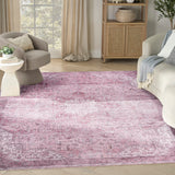 Nourison Washables NWB15 Machine Made Power-loomed Narrow Border Indoor Only Vintage  Rug Pink, Pink Front Base, 85% Polyester,9% Cotton,6% Other Fibers 99446994387