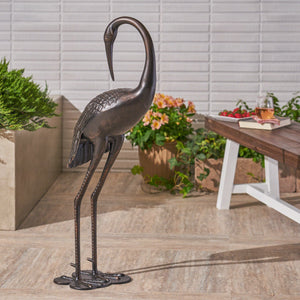 Christopher Knight Home® - Noble House - Scarlet Outdoor 39 Inch Cast Aluminum Crane Statue, Dark Bronze