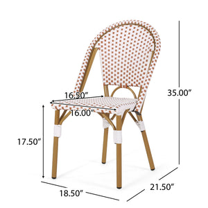 English Elm Outdoor Woven Rattan Bistro Chair Set of 2 with Aluminum Frame Bamboo Print Finish 69958.00RT