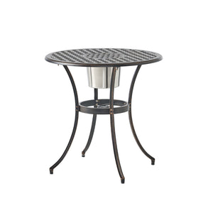 English Elm Camden Outdoor Cast Aluminum Bistro Set with Ice Bucket Scrollwork Copper Patio 52255.00COP