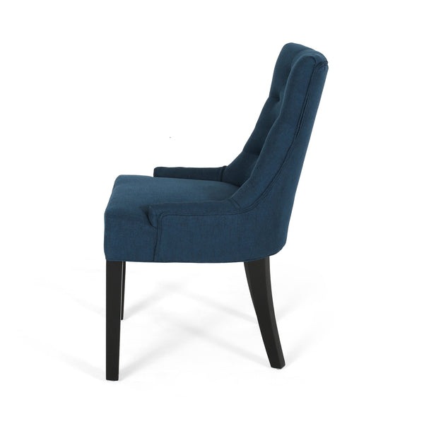 English Elm Cheney Tufted Upholstered Dining Chair Set with Solid Wood Legs for Modern Rooms 54181.00FNBLU