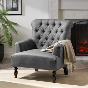 English Elm Christopher Knight Home® - CLUB CHAIR Dark Gray Fabric Accent Chair — Plush Deep Seat, Sturdy Frame, Modern Living Room Style 57752.00DGAY