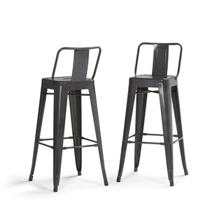 English Elm Rayne 30" Metal Bar Stool Set Of 2 - Industrial Style Grey Stools For Kitchen & Living Spaces B136P159498-GIGA