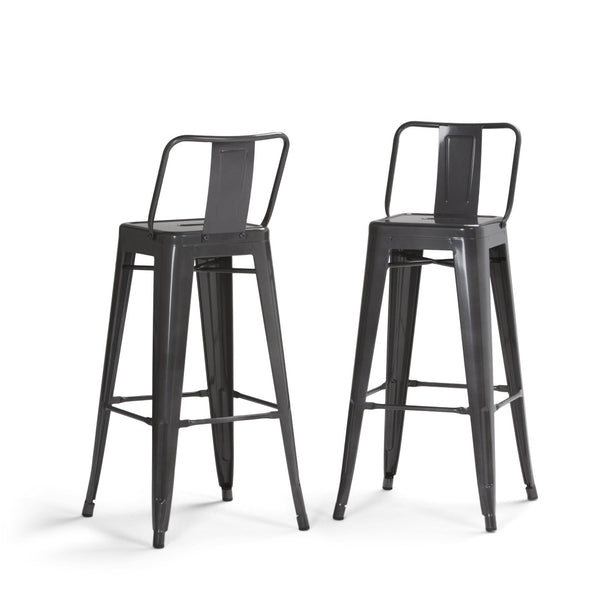 English Elm Rayne 30" Metal Bar Stool Set Of 2 - Industrial Style Grey Stools For Kitchen & Living Spaces B136P159498-GIGA