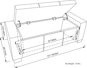 English Elm Laredo Large Storage Ottoman In Stone Grey - Stylish Multifunctional Seating With Hidden Storage B136P159045