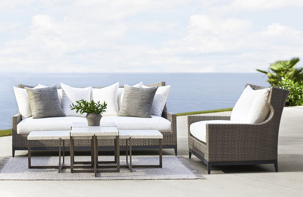 Bernhardt Bernhardt Stillwater Outdoor Cocktail Table With Terrazzo Stone Top & Powder-Coated Stainless Base Flint Gray / Terrazzo 31.25"W x 23.23"D x 16.75"H X01010