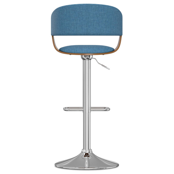 English Elm Lowell Adjustable Swivel Bar Stool - Mid-Century Modern Design In Blue Linen For Kitchen & Bar B136P158831