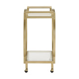 Homelegance By Top-Line Everet Metal Bar Cart with Clear Tempered Glass Gold Metal