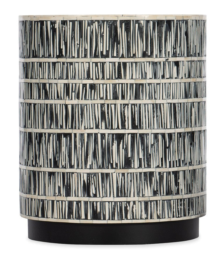 Hooker Furniture Melange Callum Round Accent Table With White Bone Inlay & Metal Plinth Base — Compact 17.25"X20.5" 628-50016-00