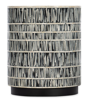 Hooker Furniture Melange Callum Round Accent Table With White Bone Inlay & Metal Plinth Base — Compact 17.25"X20.5" 628-50016-00