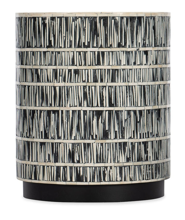 Hooker Furniture Melange Callum Round Accent Table With White Bone Inlay & Metal Plinth Base — Compact 17.25"X20.5" 628-50016-00