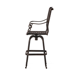 English Elm Cast Aluminum Outdoor Barstool with Diamond Lattice Back and Cabriole Legs Swivel Seat 54393.00COP