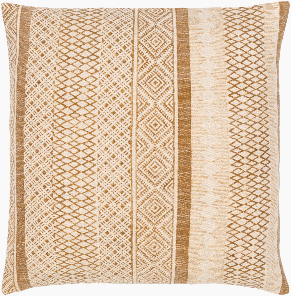 Surya Janya Global Style 22" Cotton Accent Pillow - Bohemian Chic Design For Eclectic Living Spaces Brown Cotton,Cotton Jny009-2222p