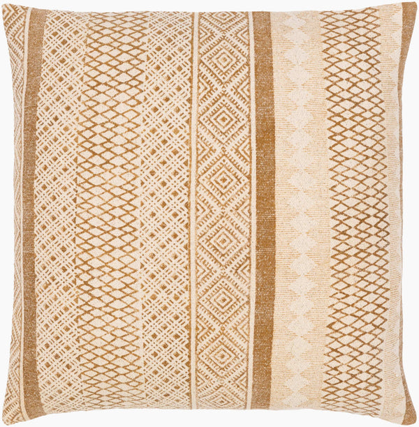 Surya Janya Global Style 22" Cotton Accent Pillow - Bohemian Chic Design For Eclectic Living Spaces Brown Cotton,Cotton Jny009-2222p