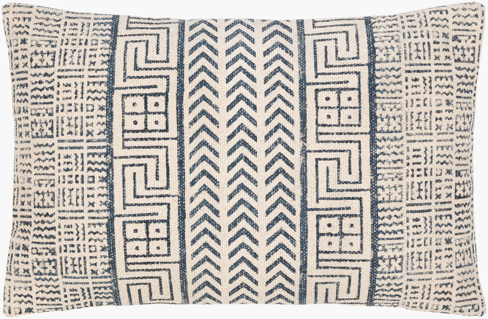Surya Janya 14"L X 32"W Global Inspired Lumbar Pillow - Elegant Cotton Decor For Eclectic Home Charm Dark Blue Cotton,Cotton Jny011-1422p