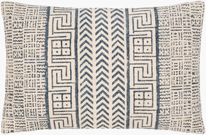 Surya Janya 14"L X 32"W Global Inspired Lumbar Pillow - Elegant Cotton Decor For Eclectic Home Charm Dark Blue Cotton,Cotton Jny011-1422p