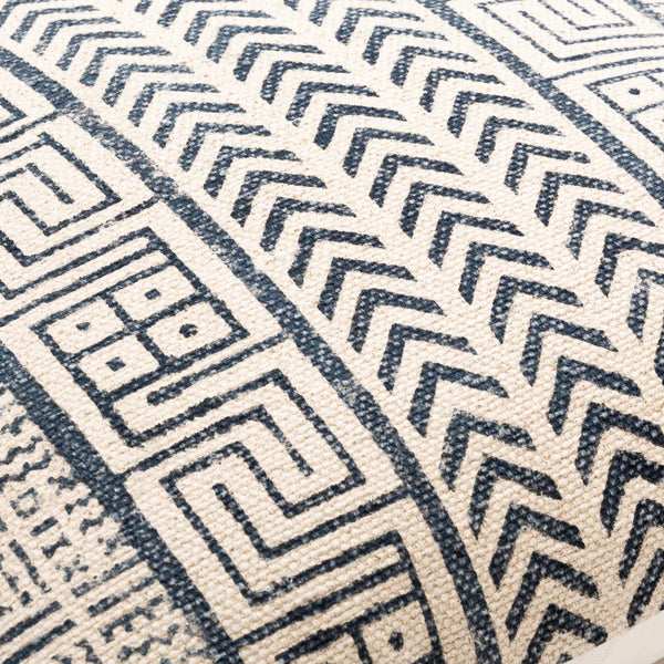 Surya Janya 14"L X 32"W Global Inspired Lumbar Pillow - Elegant Cotton Decor For Eclectic Home Charm Dark Blue Cotton,Cotton Jny011-1422p