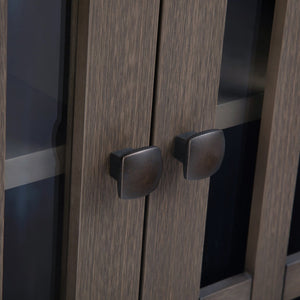 English Elm Bedford Low Storage Media Cabinet - Rustic Farmhouse Grey With Glass Doors & Adjustable Shelves B136P158477