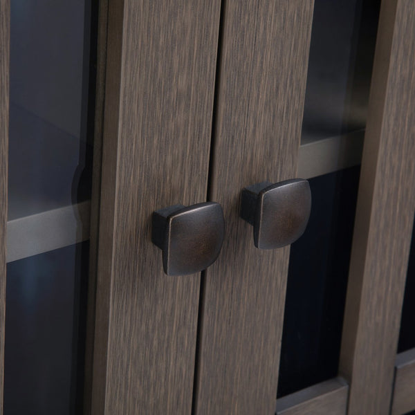 English Elm Bedford Low Storage Media Cabinet - Rustic Farmhouse Grey With Glass Doors & Adjustable Shelves B136P158477