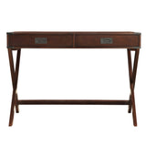 Homelegance By Top-Line Beatrix X-Base Wood Accent Campaign Writing Desk Espresso MDF